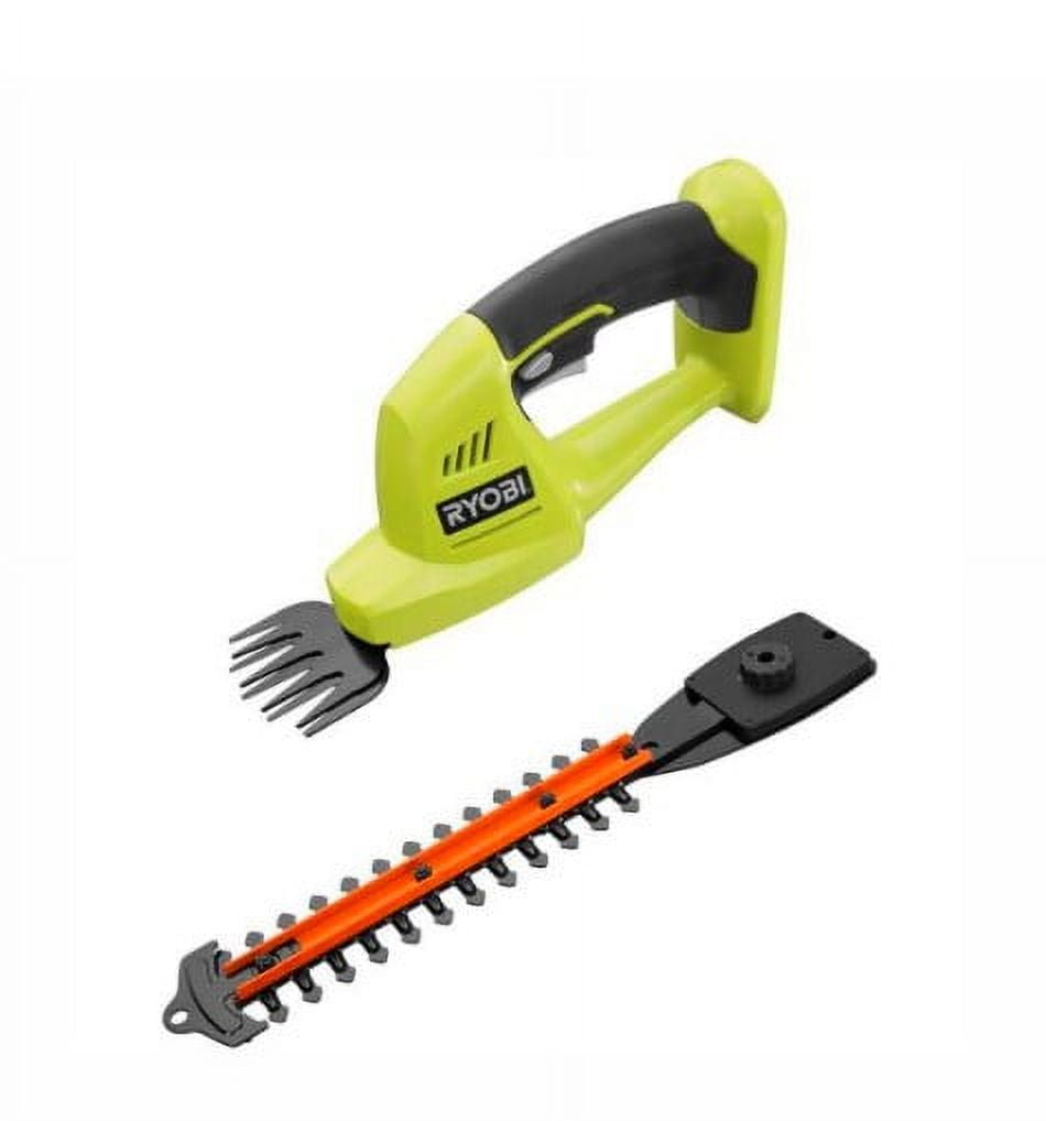 Ryobi 8 18 Volt Battery Powered Power Hedge Trimmer, 2-in-1 Shear/Shrubber Tool