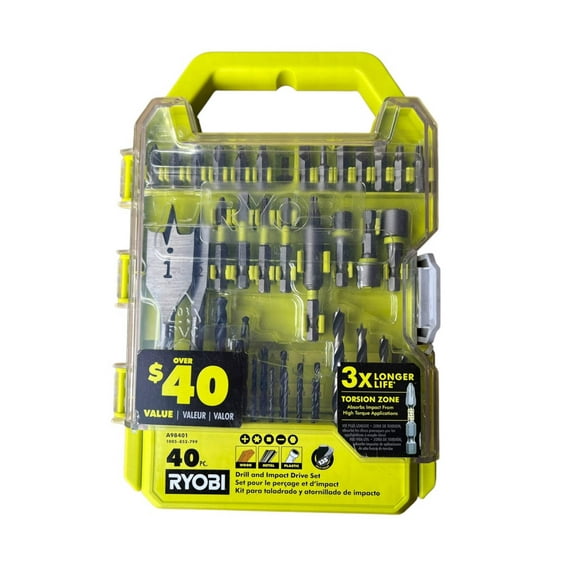 Ryobi Black Oxide Drill and Drive kit Drill Bit Set, 40 Piece
