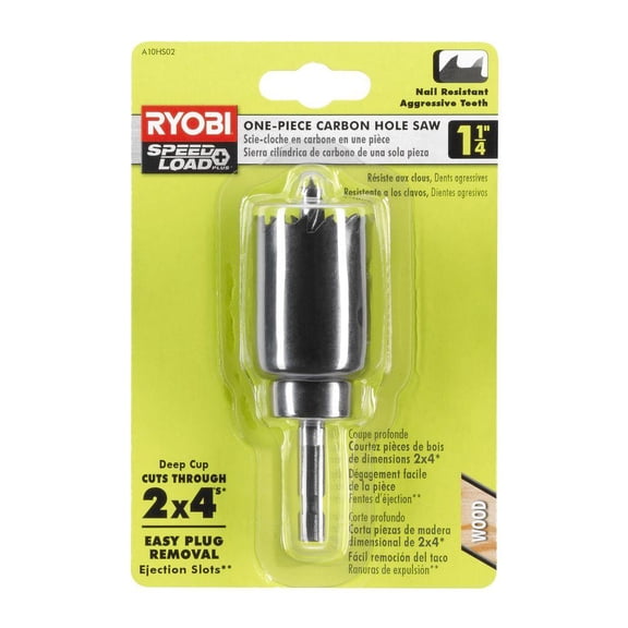 Ryobi Carbon Hole Saw 1-14 Aggressive Tooth Design Deep Cup Cut Wood Drilling A10HS02