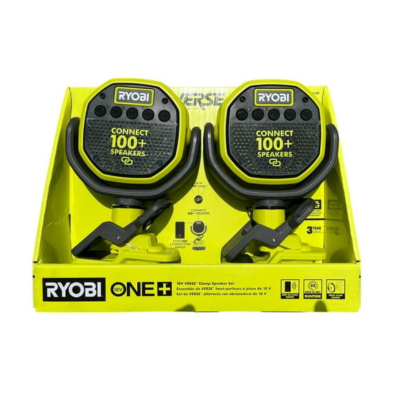 Ryobi ONE+ 18-Volt Cordless VERSE Clamp Speaker 2-Pack (Tools Only)
