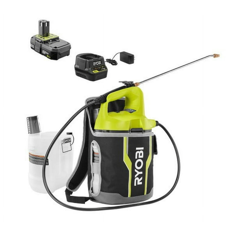 Ryobi ONE 18 Volt Lithium Ion Cordless 2 Gal. Chemical Sprayer and Holster with Extra Tank 2.0 Ah Battery Charger Included
