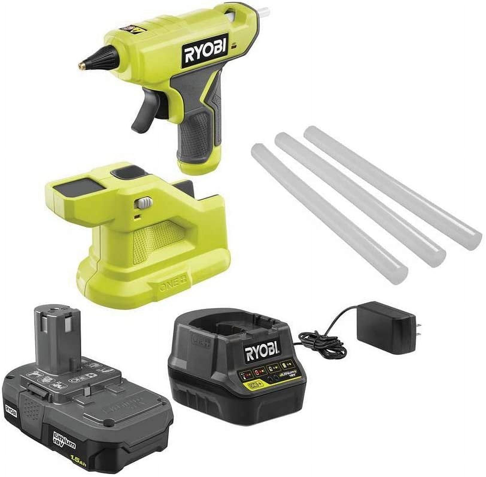 Ryobi ONE 18V Hot Rechargeable Operated Cordless Compact Glue Gun Kit with 1.5 Ah Lithium Ion Battery Walmart