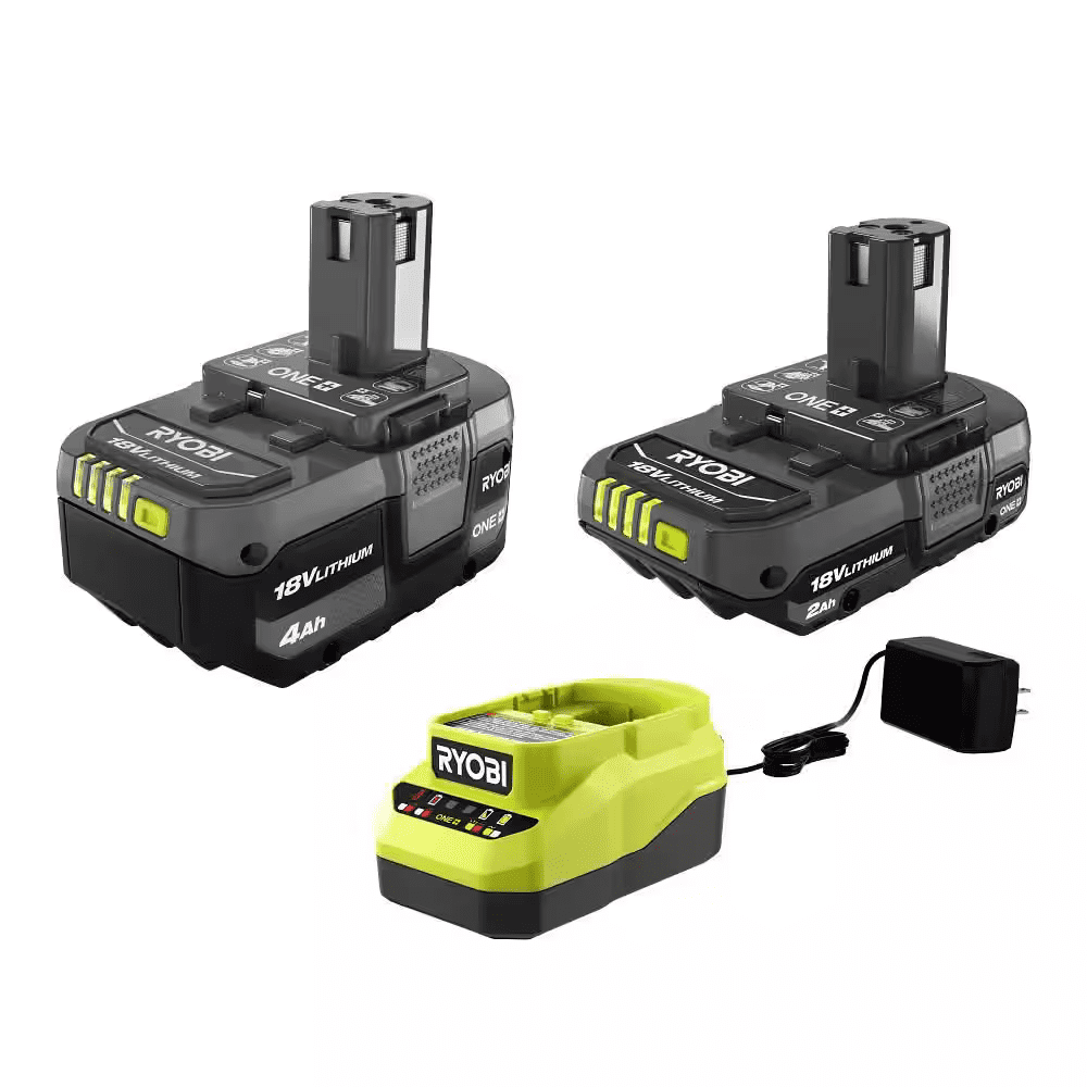 Ryobi ONE+ 18V Li-Ion Starter Kit - 4.0 Ah Battery, 2.0 Ah Battery, Charger