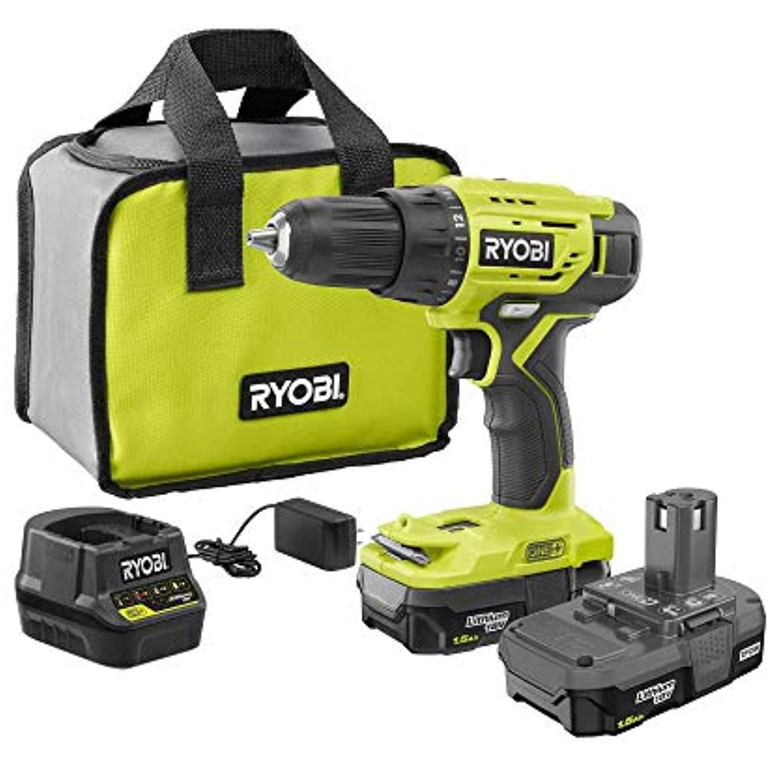 Ryobi 18-Volt ONE+ Lithium-Ion 1/2 Drill/Driver Kit (2) 1.5 Ah Batteries, Charger, and Bag - Walmart.com