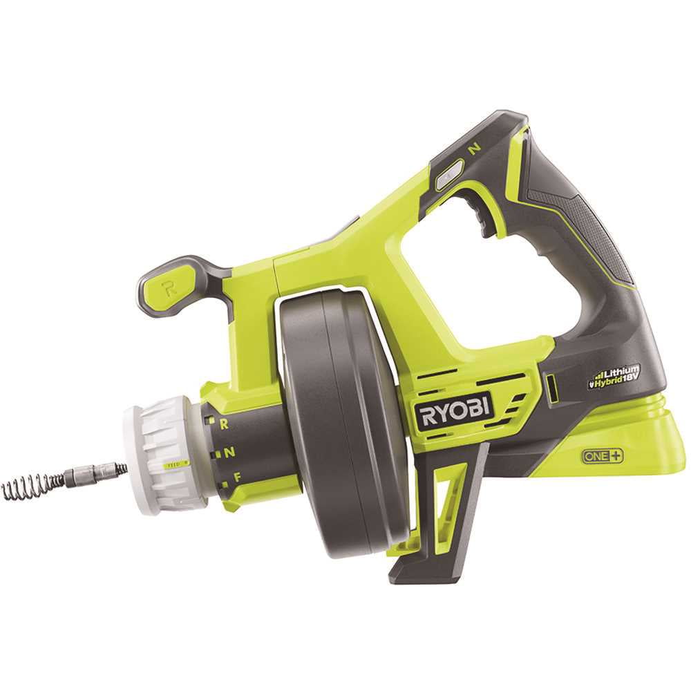 Ryobi P4002, 25 ft, Green, Hybrid Cordless/Electric Auger Drain Snake Quick-Change Drum Replaceable Tip