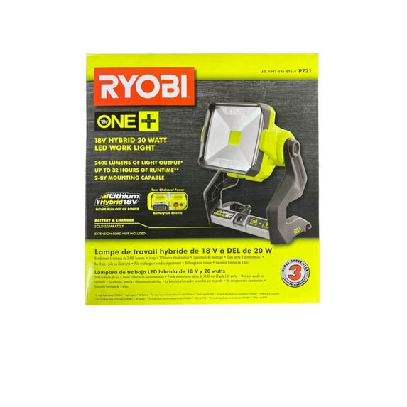Ryobi P721 20W 1800 Lumen LED Work Light Tripod Mounted Portable Work Light
