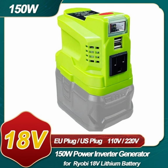 for Ryobi Powered Inverter Generator 150 Watt for Ryobi 18V Battery, to 110v/120v AC output, Portable Power Source USB Charger Adapter, for Ryobi Power Station with LED Light