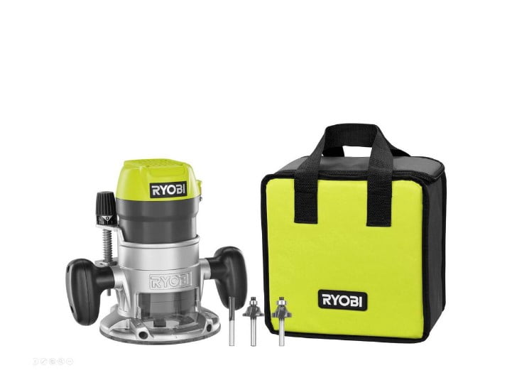 Ryobi Router R63k Ryobi Corded Router 3 Piece Router Bit Set 8.5 Amp Motor 25000 RPM 1-1/ ...