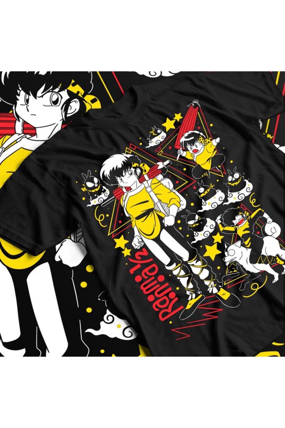 Ryoga Hibiki Lost Boy Graphic Tee - P-chan Curse Yellow Umbrella Anime Shirt