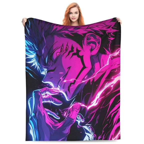 Ryomen Sukuna Itadori Yuji Fleece Blanket Throw Soft Cozy Plush Blanket For Couch Sofa Bed