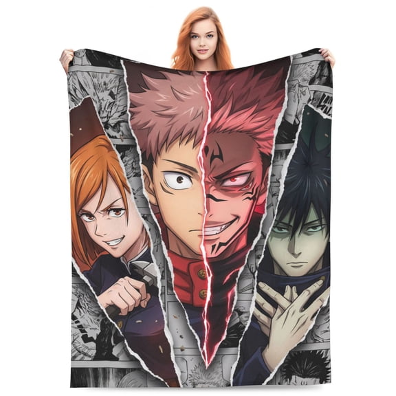 Ryomen Sukuna Yuji Itadori Fleece Blanket Throw Soft Cozy Plush Blanket For Couch Sofa Bed