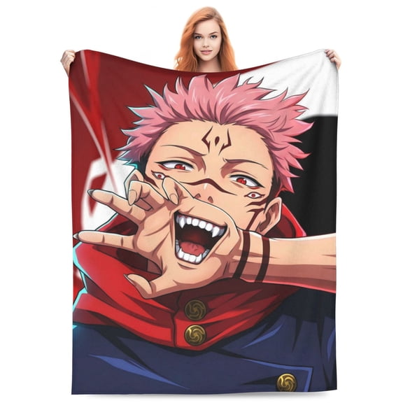 Ryomen Sukuna Yuji Itadori Fleece Blanket Throw Soft Cozy Plush Blanket For Couch Sofa Bed