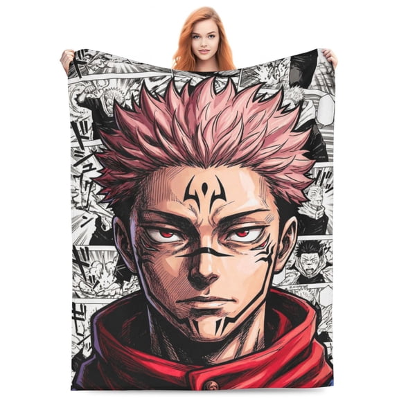 Ryomen Sukuna Yuji Itadori Fleece Blanket Throw Soft Cozy Plush Blanket For Couch Sofa Bed