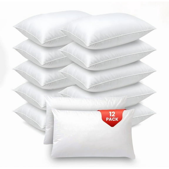 Ryotei Economy Bulk Hotel Pillows Bulk 20x30 Queen (Pack of 12) | Premium Cluster Fiber Fill | Soft Down Alternative Pillow for Sleeping | Hypoallergenic, Durable, Washable Bed Pillows in Bulk