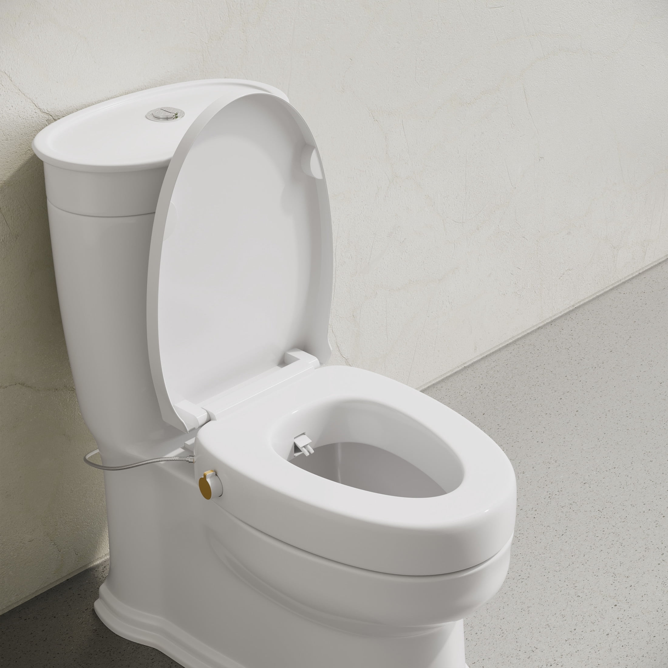 Ryse 3 in. Raised Elongated Soft Close ADA Compliant Toilet Seat with Bidet in Glossy White