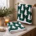 thumbnail image 1 of Rysoverian 2 Pcs Christmas Tree Hand Towels Soft Absorbent Fingertip Towels Holiday Kitchen Bathroom Decor, 1 of 7