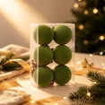 thumbnail image 1 of Rysoverian 6 Pack Flocked Christmas Ball Ornaments, Green Velvet Foam Baubles for Tree Wreath Holiday Decoration, 1 of 7