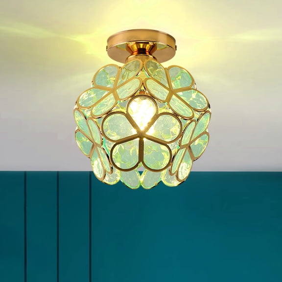 Rysoverian Flower Flush Mount Ceiling Light, Clear Scandinavian Ceiling Fixture for Foyer, Hallway, Entryway and Balcony