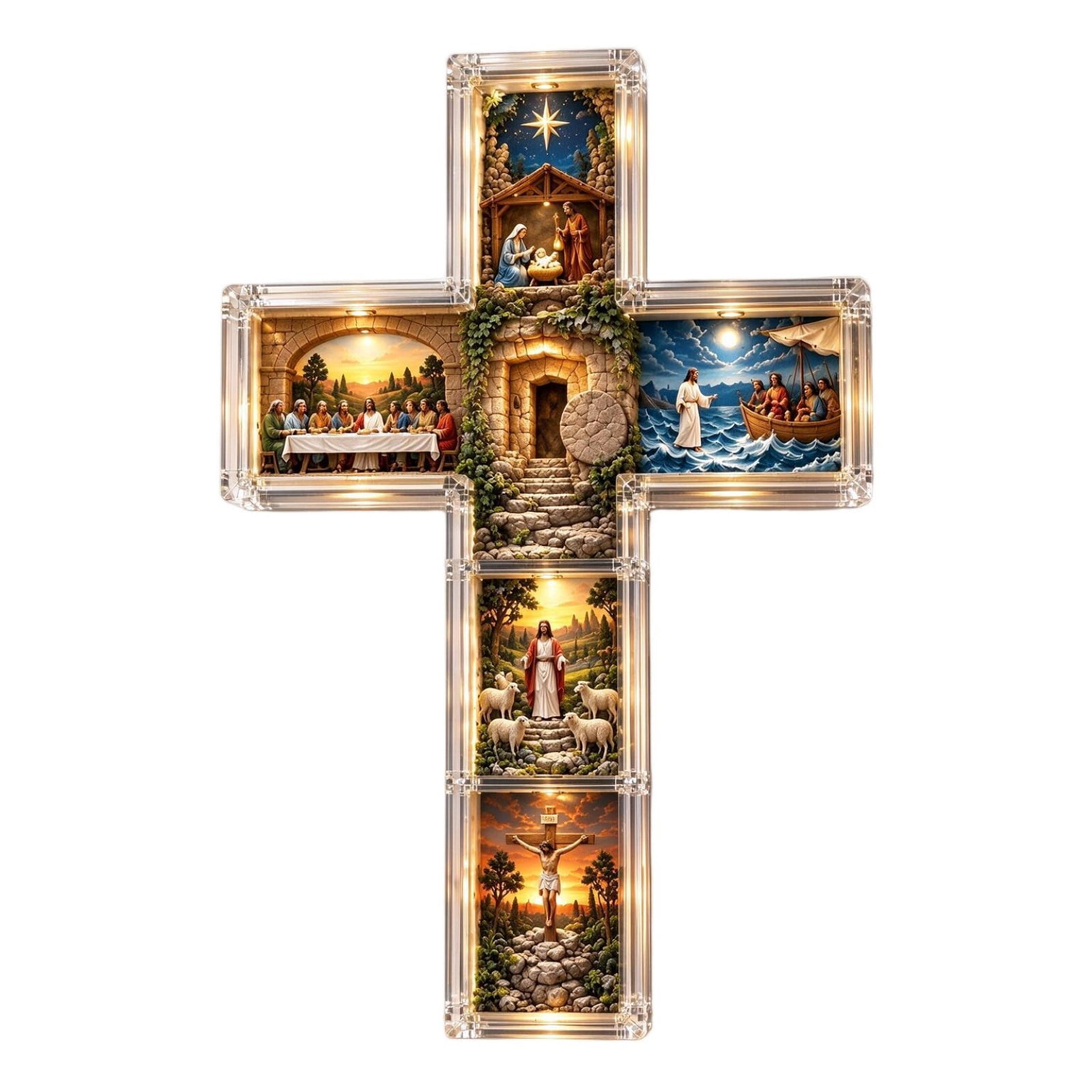 Rysoverian Christian Cross LED Night Light With 16 Color Changing ...