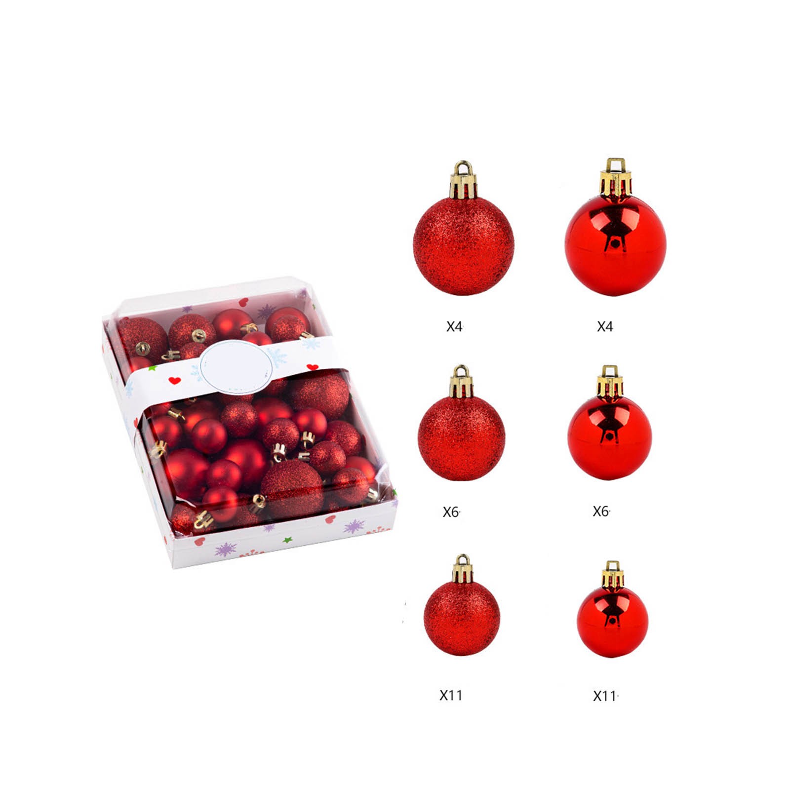 Rysoverian Christmas Red Ball Ornaments Set 42 Pcs Shatterproof Hanging Baubles for Xmas Tree Party Home Decor Indoor Outdoor