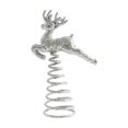 thumbnail image 1 of Rysoverian Christmas Reindeer Tree Topper, Spring Base Leaping Deer Ornament for Christmas Tree Holiday Decoration, 1 of 7