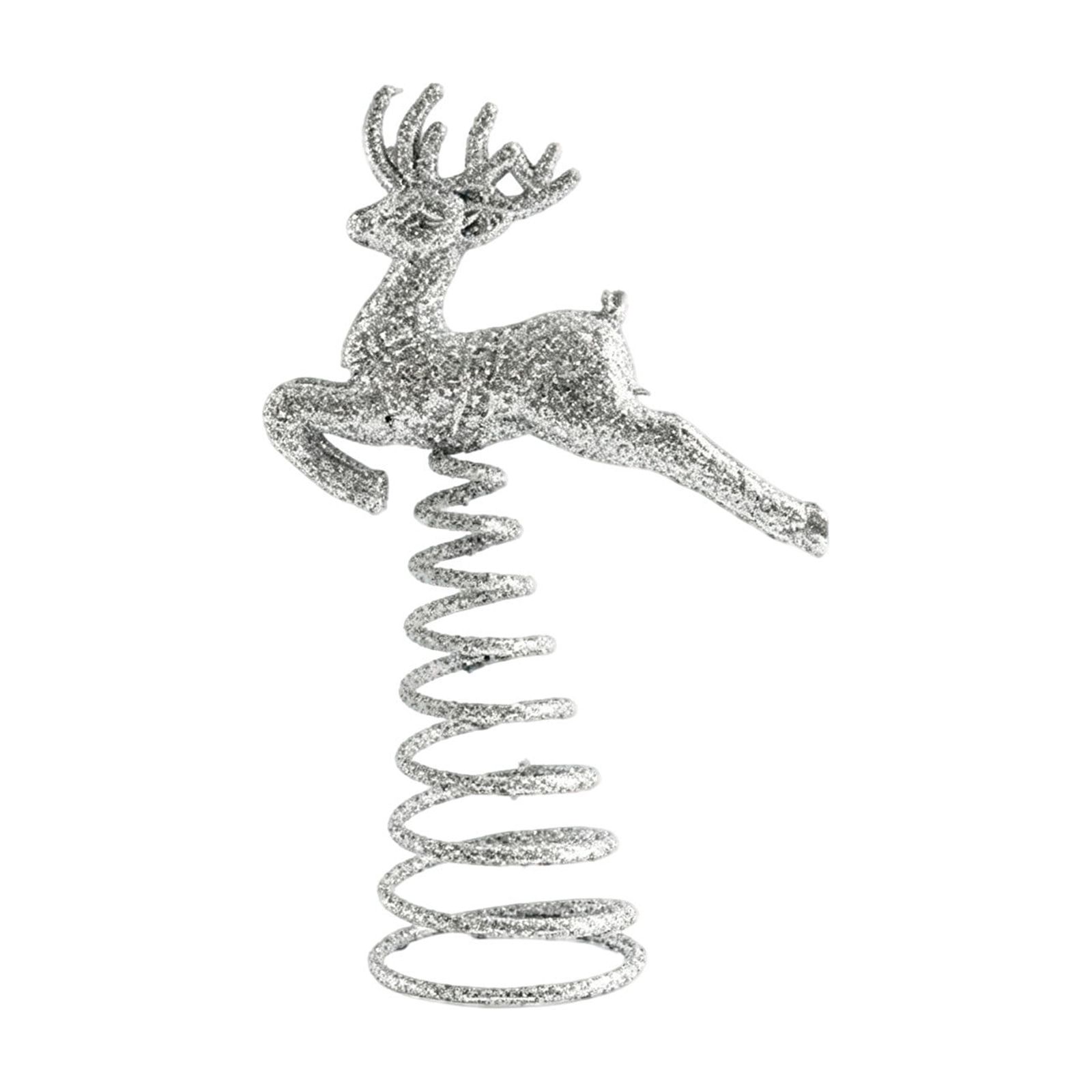 Rysoverian Christmas Reindeer Tree Topper, Spring Base Leaping Deer Ornament for Christmas Tree Holiday Decoration