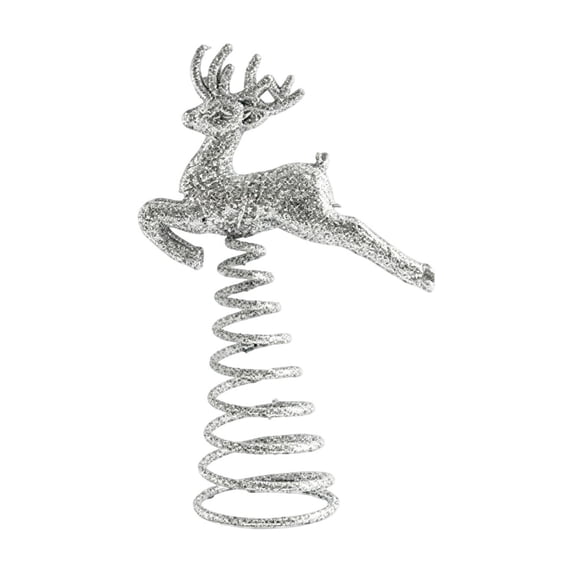 Rysoverian Christmas Reindeer Tree Topper, Spring Base Leaping Deer Ornament for Christmas Tree Holiday Decoration