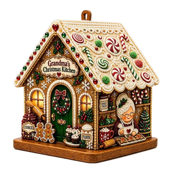 Rysoverian DIY Christmas Candy House Kit, Rhinestone Gingerbread House Ornament Handmade Holiday Tabletop Decoration Gift