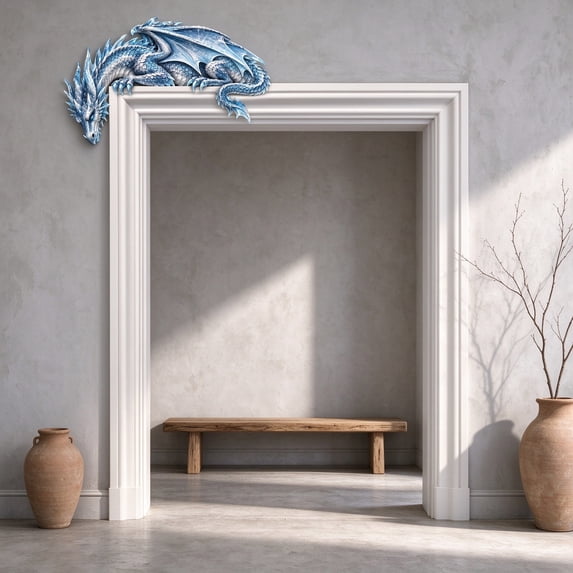 Rysoverian Gothic Door Corner Decor, Resin Dragon Skeleton Wall Hanging Ornament for Door Frame Shelf and Home Decoration