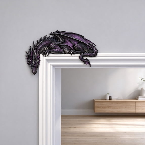 Rysoverian Gothic Door Corner Decor, Resin Dragon Skeleton Wall Hanging Ornament for Door Frame Shelf and Home Decoration