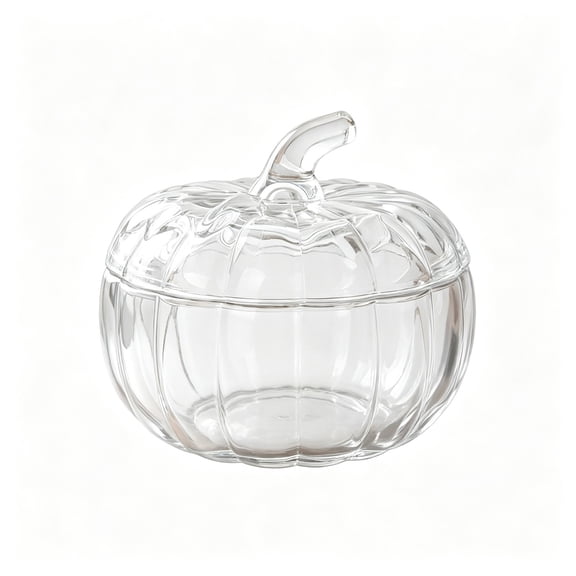 Rysoverian Pumpkin Glass Fruit Bowl with Lid 9oz Storage Container Fall Harvest Centerpiece for Kitchen Thanksgiving Halloween Party Decor