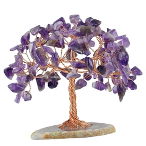 Rystal Tree Natural Stone Base Tree Copper Wire Amethyst Tree Life Tree Attract Luck Tree For Positive Energy Gemstone Decor Spiritual Gift Meditation