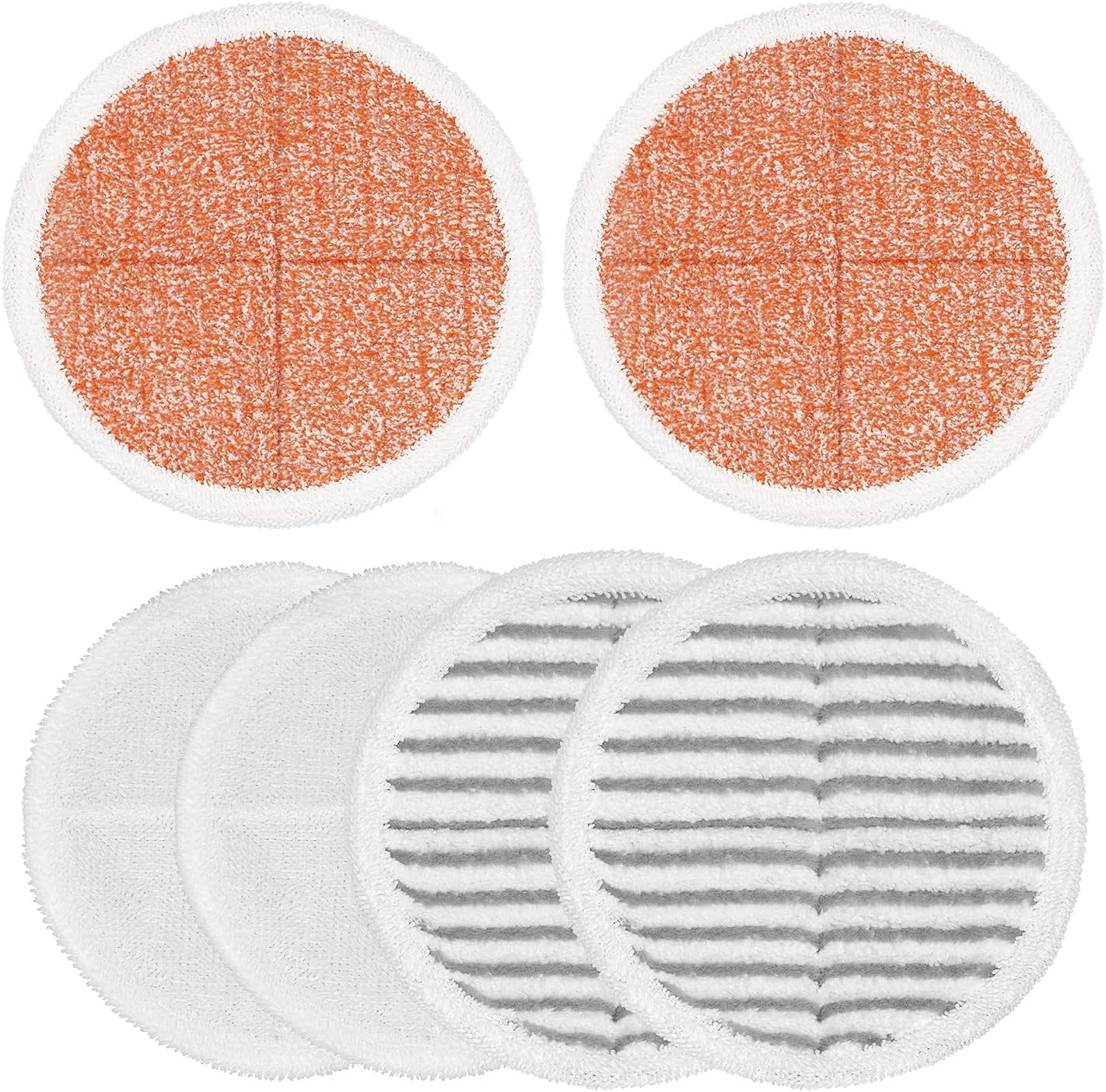 6-Pack White, Gray, and Orange Microfiber Mop Pads for Hard Floor Cleaners
