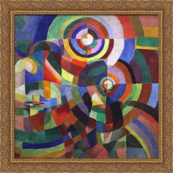 Rythm 40x28 Large Gold Ornate Wood Framed Canvas Art by Robert Delaunay