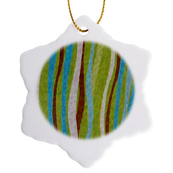 3drose, Rythm in Teal, 3 inch Snowflake Porcelain Ornament