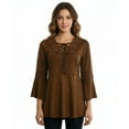 thumbnail image 1 of Ryu: Lace Detail Faux Suede Top, Camel, 1 of 4