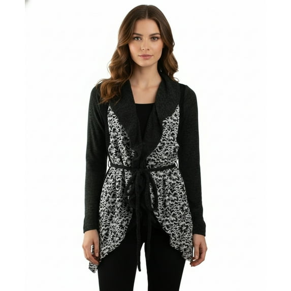 Ryu: Rosette Lace Trim Cardigan