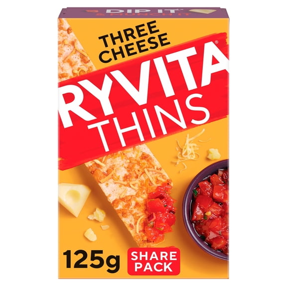 Ryvita 3 Cheese Thins 125G, Imported from Britain