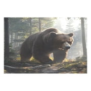 Ryvnso 1 Piece Placemats A Bear Walking in Forest Dining Mats Heat-Resistant Non-Slip Washable Table Mat