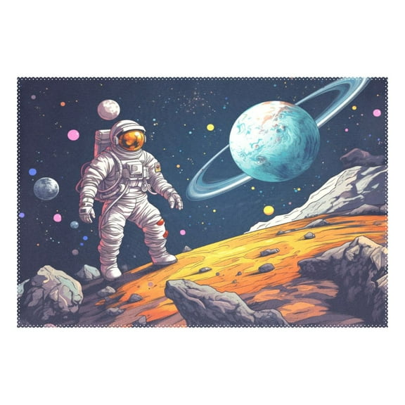 Ryvnso 1 Piece Placemats Astronaut Space Dining Mats Heat-Resistant Non-Slip Washable Table Mat