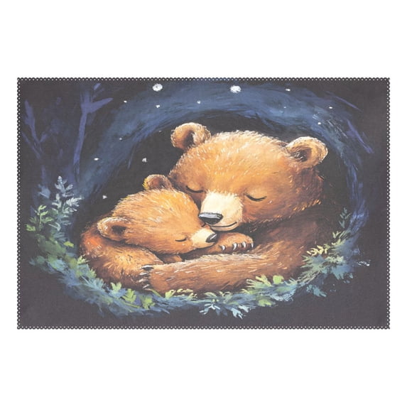 Ryvnso 1 Piece Placemats Bears Sleeping Dining Mats Heat-Resistant Non-Slip Washable Table Mat