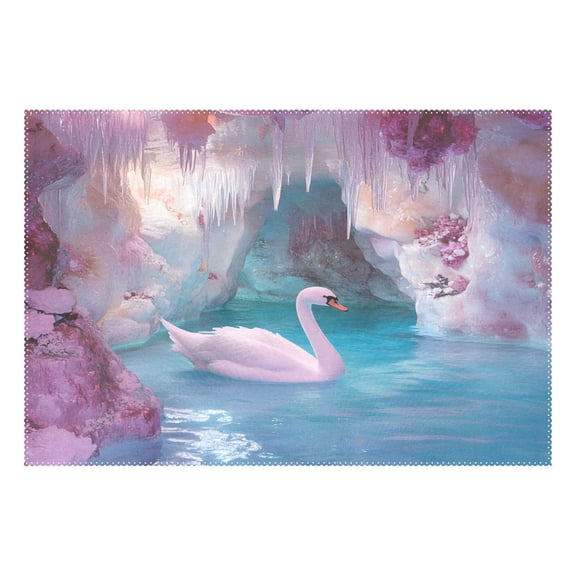 Ryvnso 1 Piece Placemats Beautiful Swan Dining Mats Heat-Resistant Non-Slip Washable Table Mat