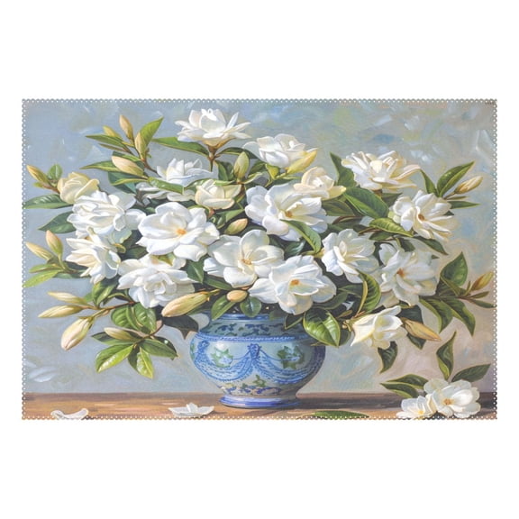 Ryvnso 1 Piece Placemats Blooming Jasmine Flowers Dining Mats Heat-Resistant Non-Slip Washable Table Mat