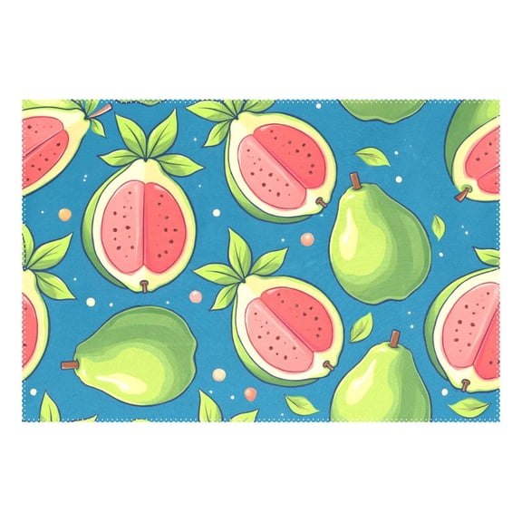 Ryvnso 1 Piece Placemats Blue Guava Fruits Dining Mats Heat-Resistant Non-Slip Washable Table Mat