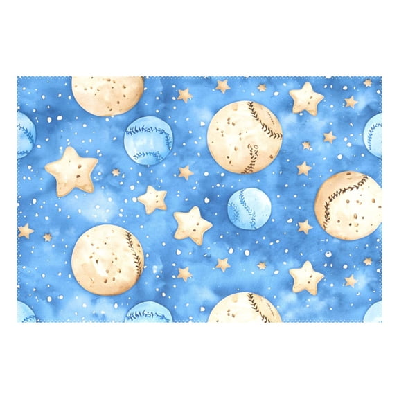 Ryvnso 1 Piece Placemats Cartoon Baseball Stars Dining Mats Heat-Resistant Non-Slip Washable Table Mat