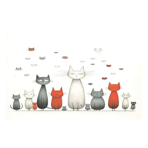 Ryvnso 1 Piece Placemats Cartoon Cat Dining Mats Heat-Resistant Non-Slip Washable Table Mat