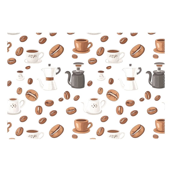 Ryvnso 1 Piece Placemats Coffee Beans Cups Dining Mats Heat-Resistant Non-Slip Washable Table Mat