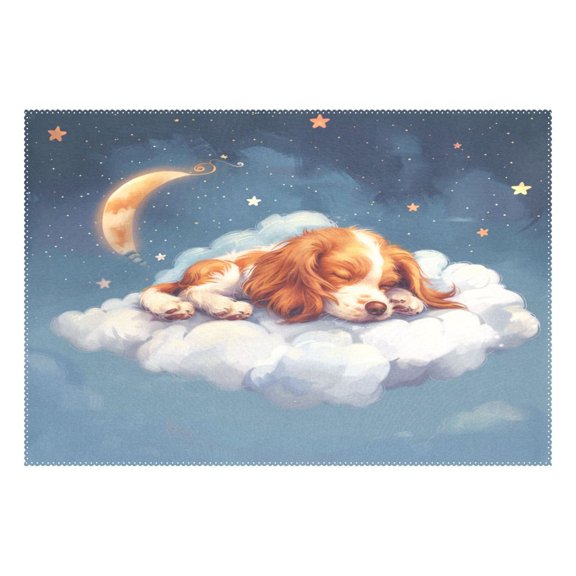 Ryvnso 1 Piece Placemats Cute Dog Sleeping in Magic Cloud Dining Mats Heat-Resistant Non-Slip Washable Table Mat