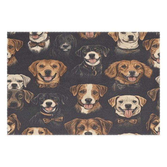 Ryvnso 1 Piece Placemats Cute Doodle Cartoon Dogs Dining Mats Heat-Resistant Non-Slip Washable Table Mat