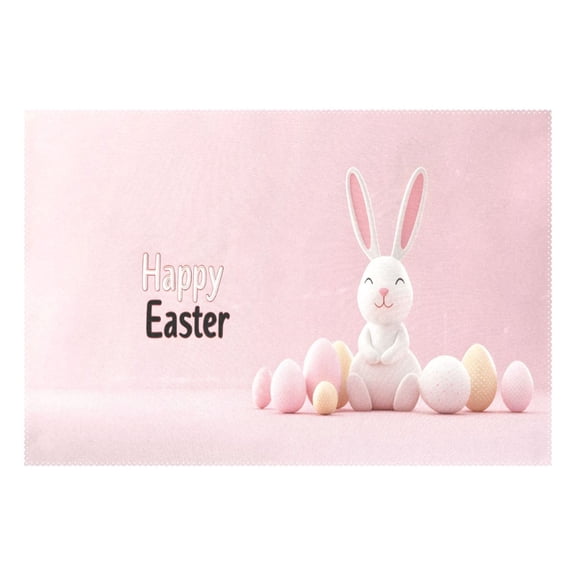 Ryvnso 1 Piece Placemats Cute Happy Easter Rabbit Dining Mats Heat-Resistant Non-Slip Washable Table Mat